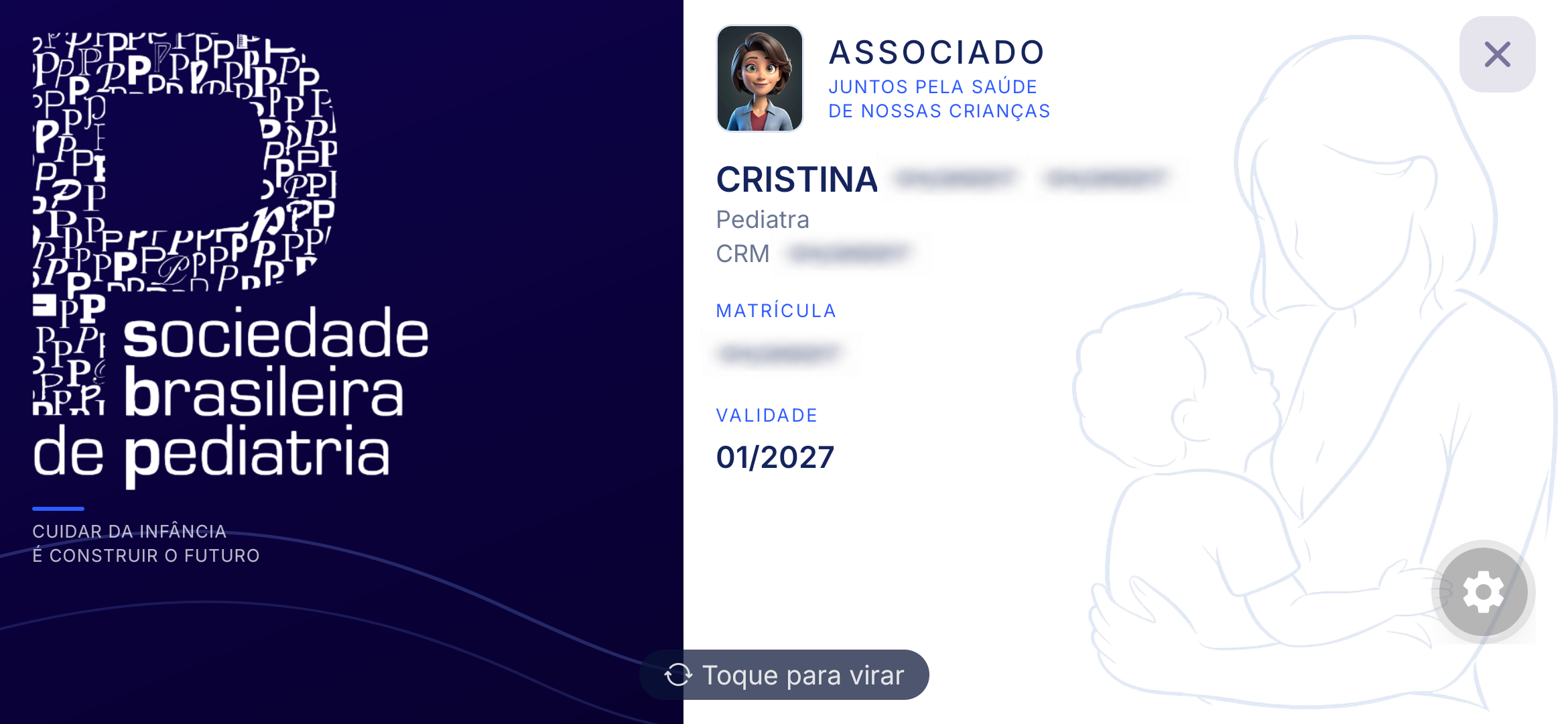Carteirinha Digital - frente com dados do associado