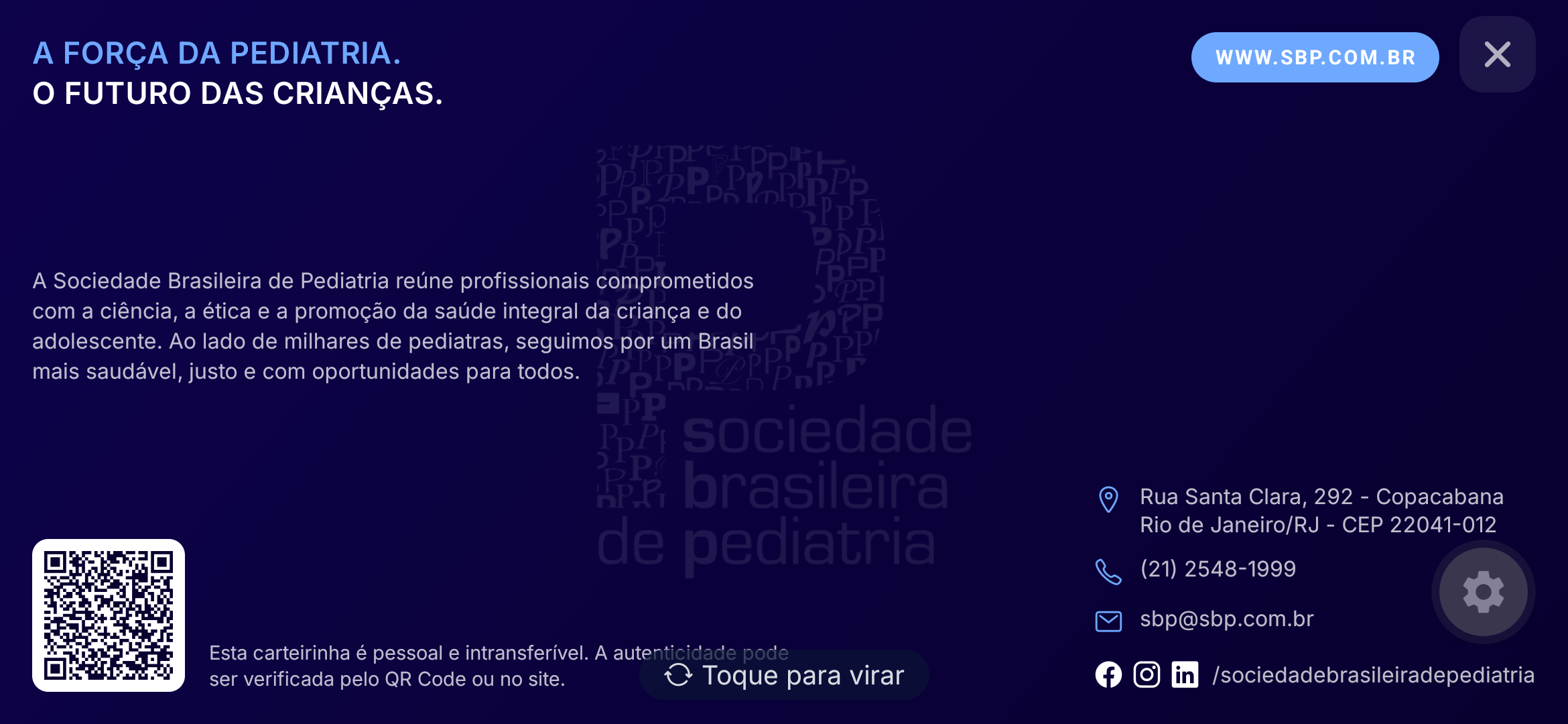 Carteirinha Digital - verso com QR de verificação
