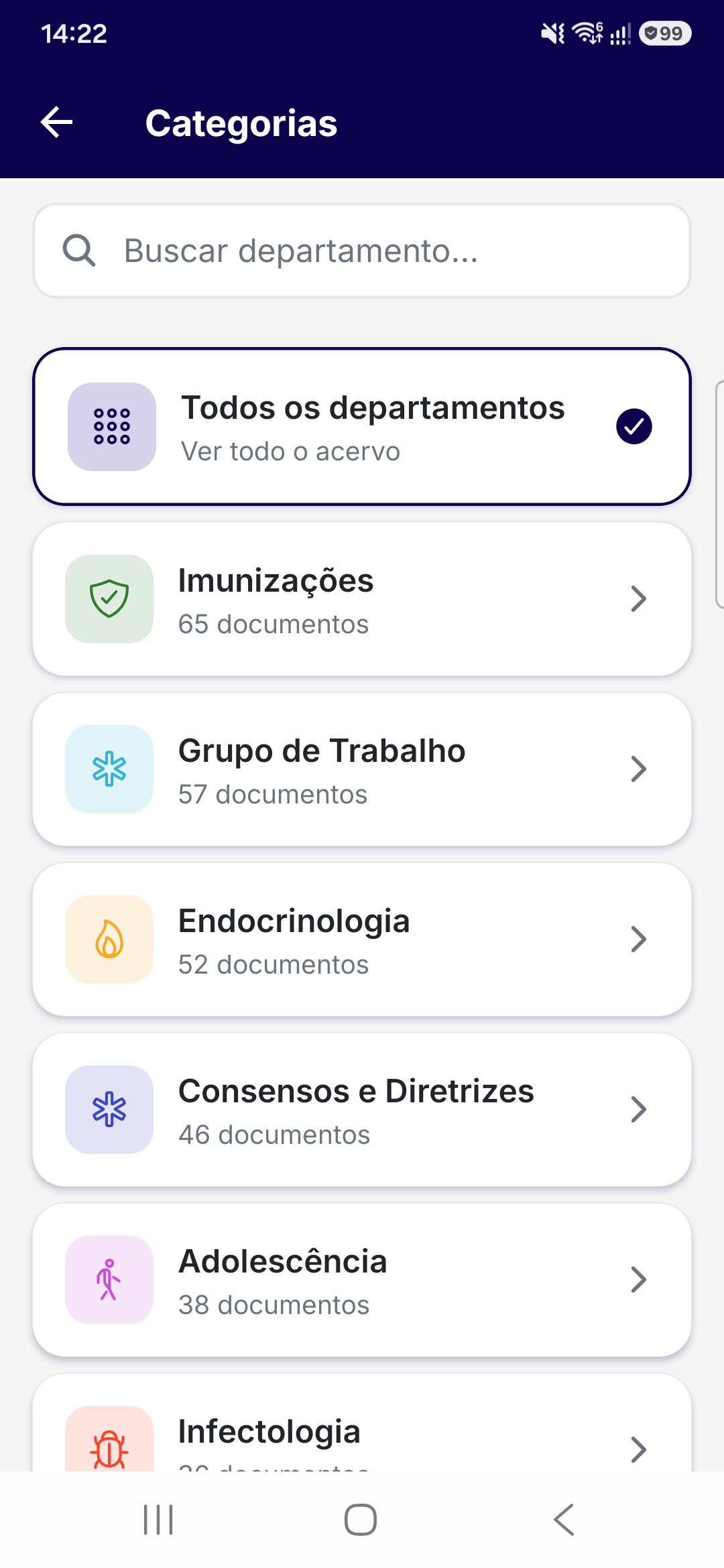 Categorias e Departamentos