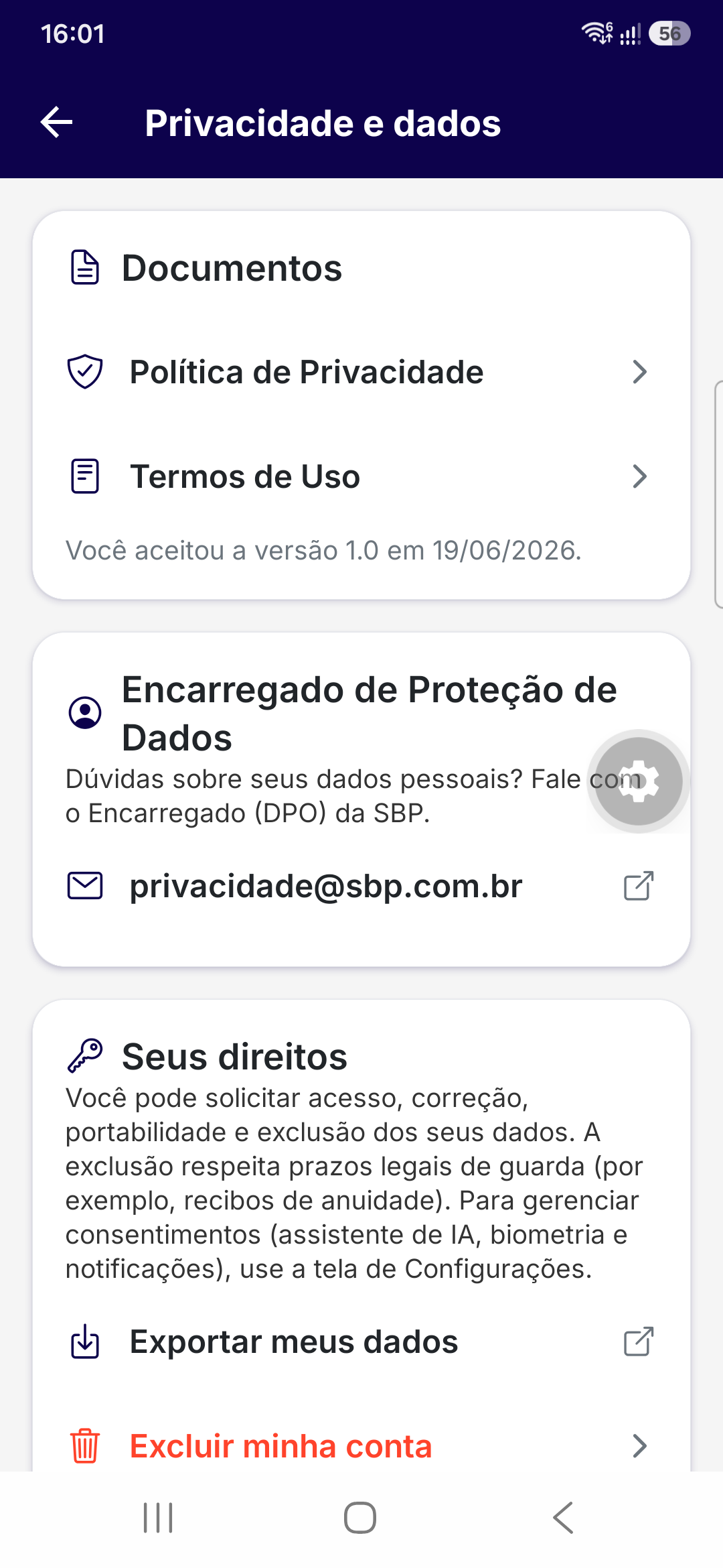 Central de Privacidade