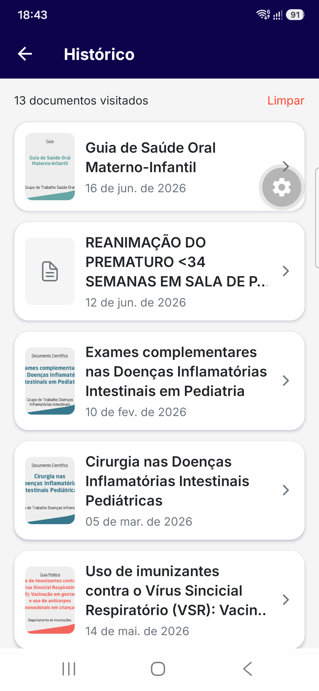 Histórico de Documentos